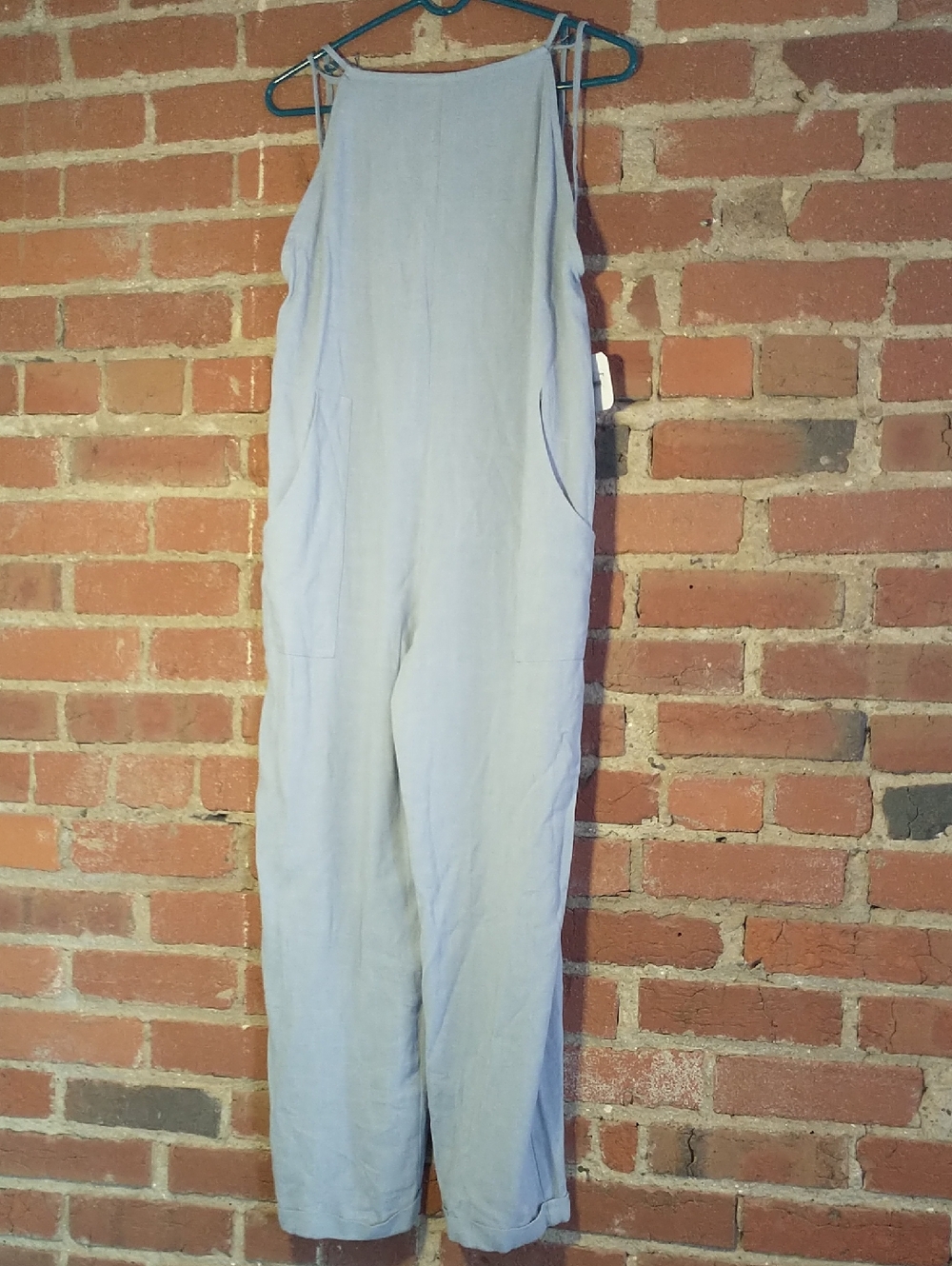 Altar'd State Pale Blue Relaxed Linen Jumpsuit